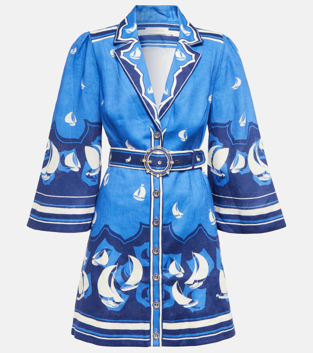 High Tide Linen Shirt Dress in Blue Zimmermann Mytheresa