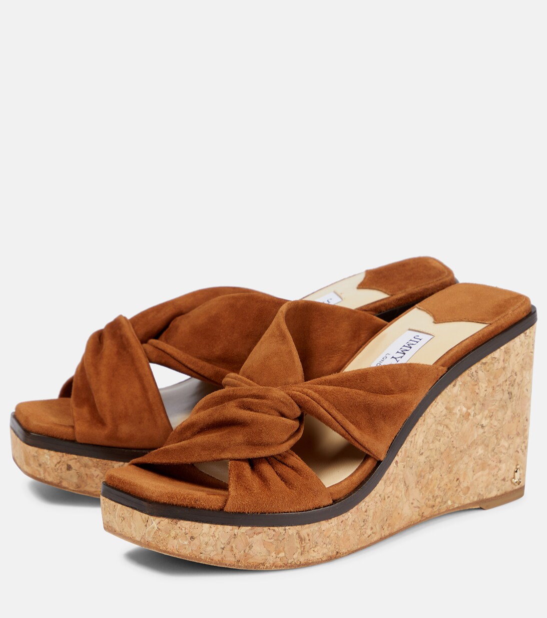 Narisa 90 Suede Wedge Sandals in Brown - Jimmy Choo | Mytheresa