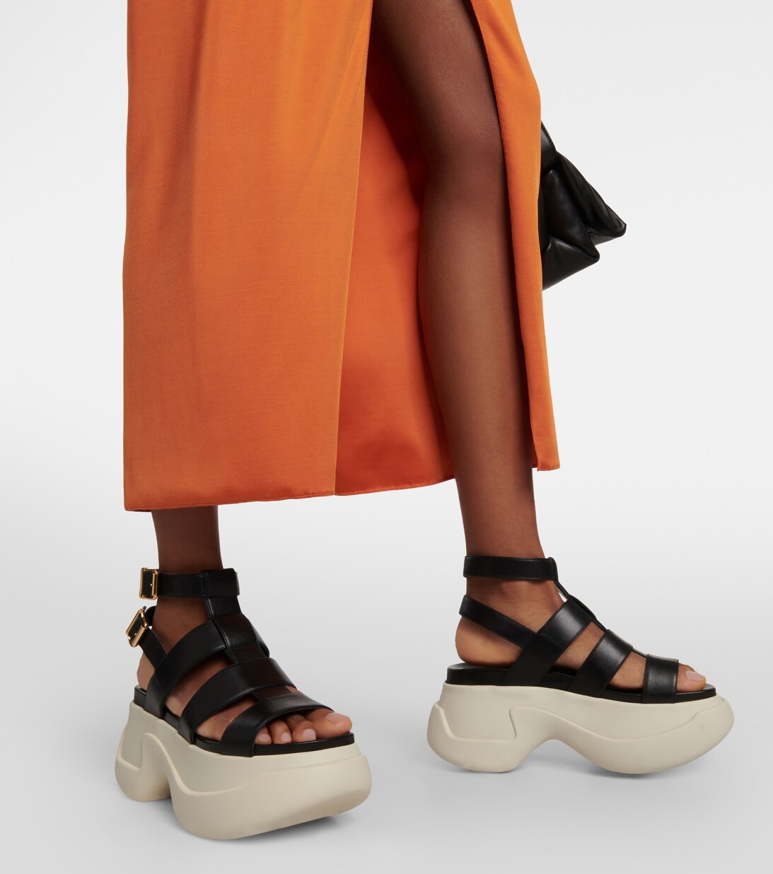 Leather Platform Sandals in Black - Marni | Mytheresa