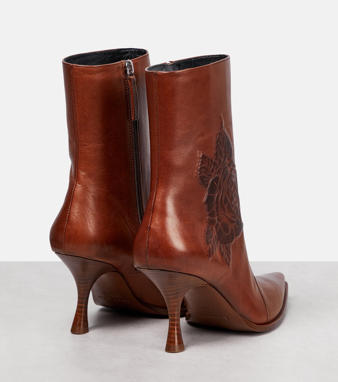 Embellished Leather Ankle Boots in Beige Acne Studios Mytheresa