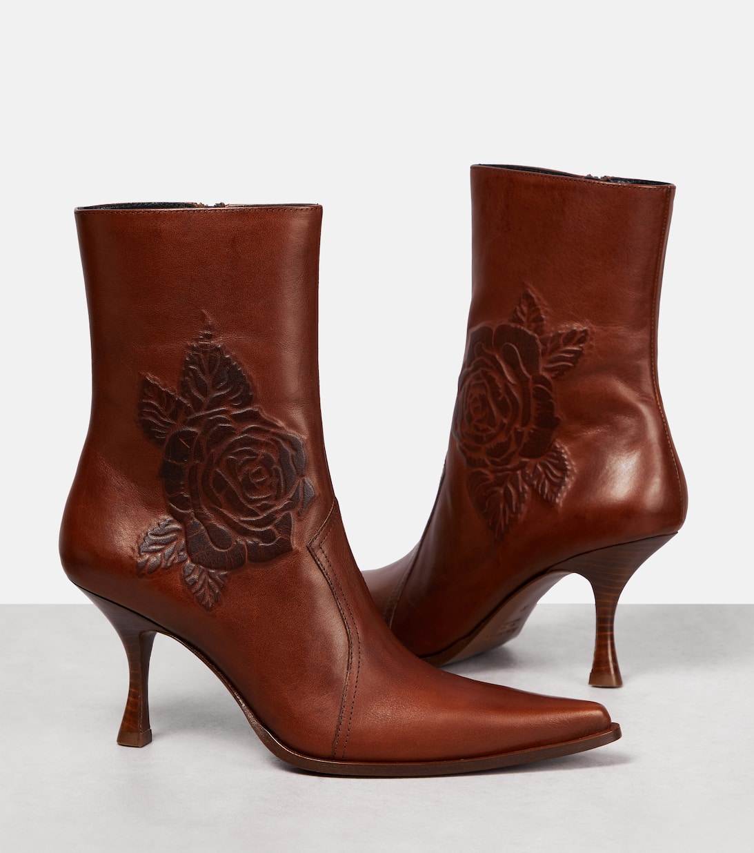 Embellished Leather Ankle Boots in Beige Acne Studios Mytheresa