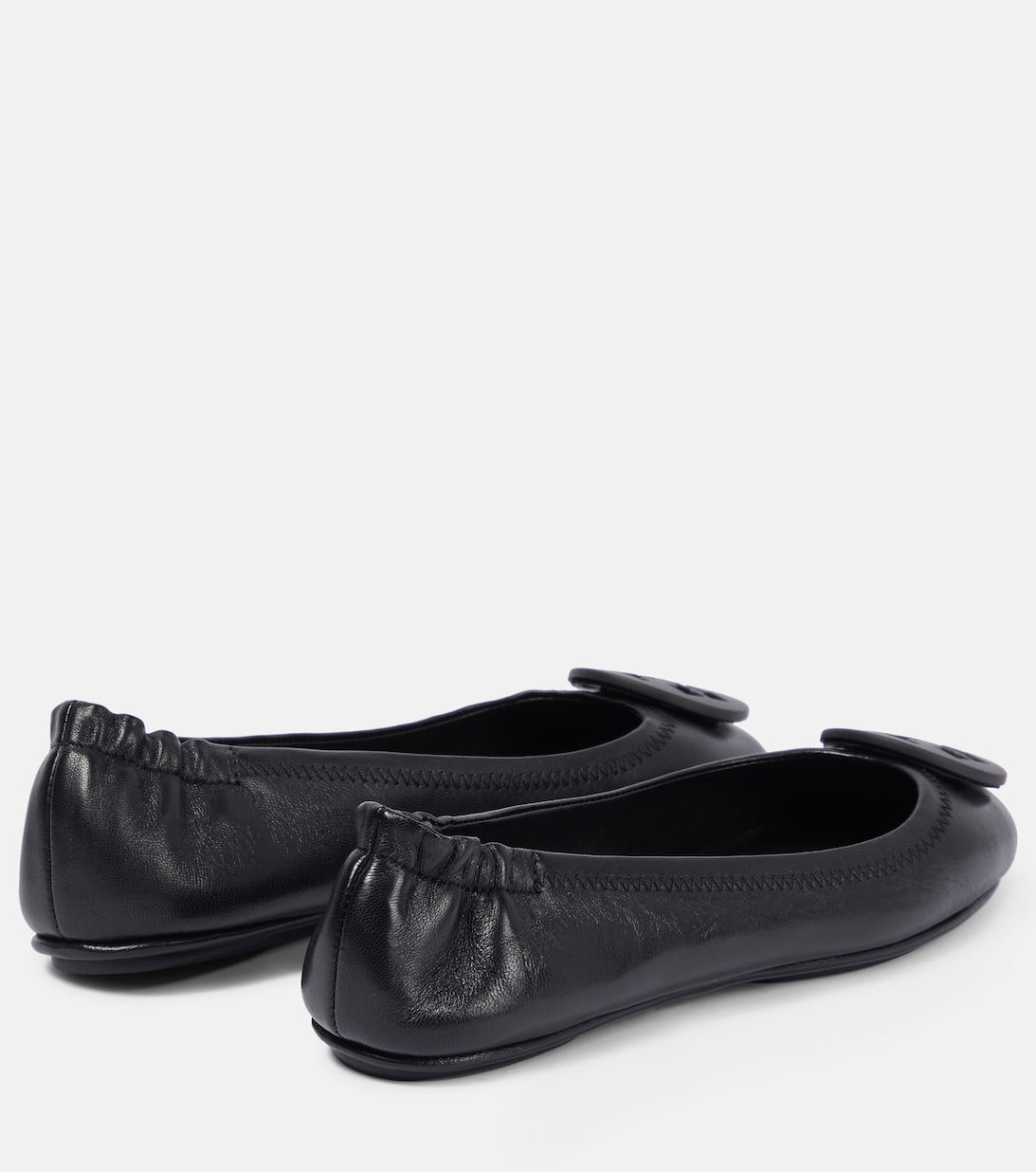 Minnie Leather Ballet Flats in Black - Tory Burch | Mytheresa