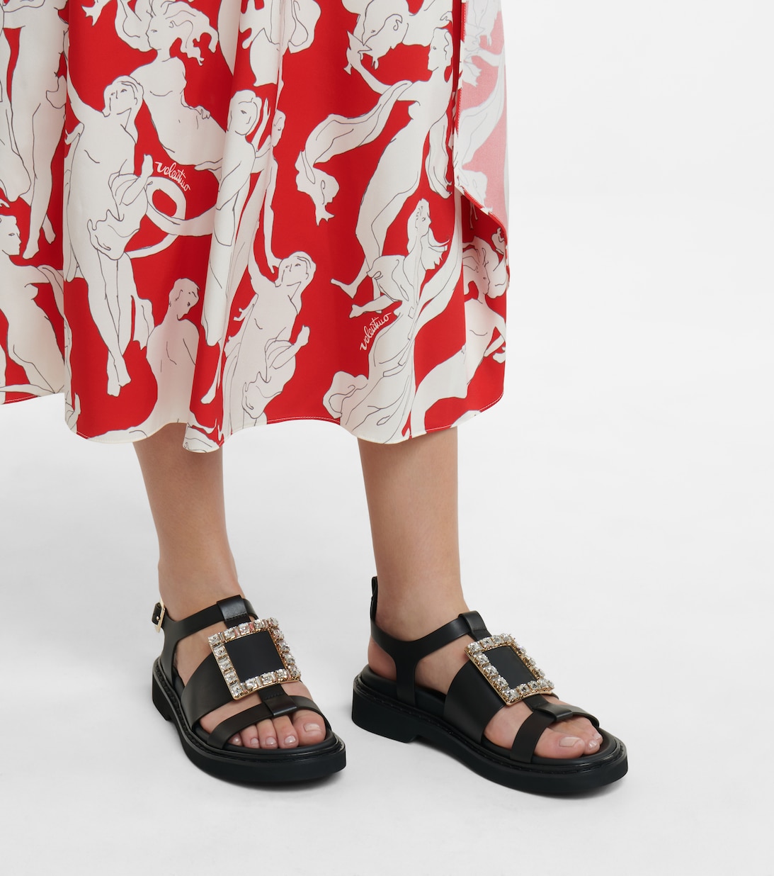 Viv Rangers Leather Sandals in Black - Roger Vivier | Mytheresa
