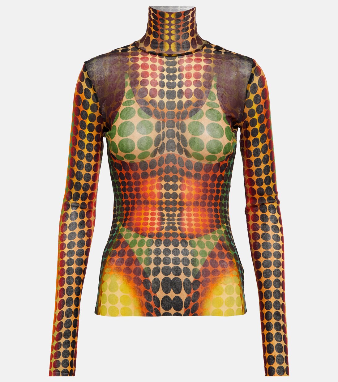 Polka Dot Turtleneck Mesh Top in Multicoloured - Jean Paul Gaultier |  Mytheresa