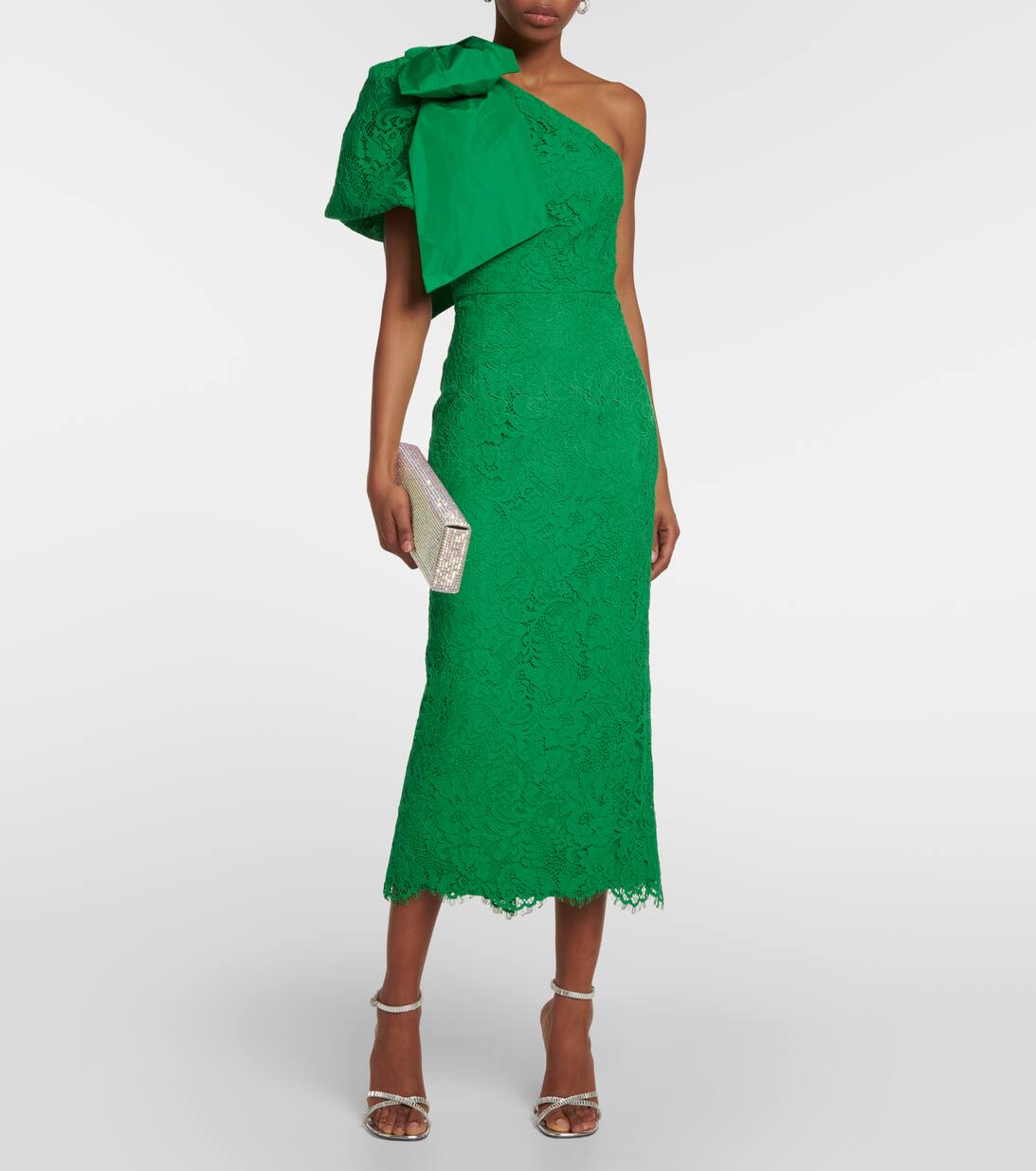 Virgil Floral Lace Midi Dress in Green Rebecca Vallance Mytheresa