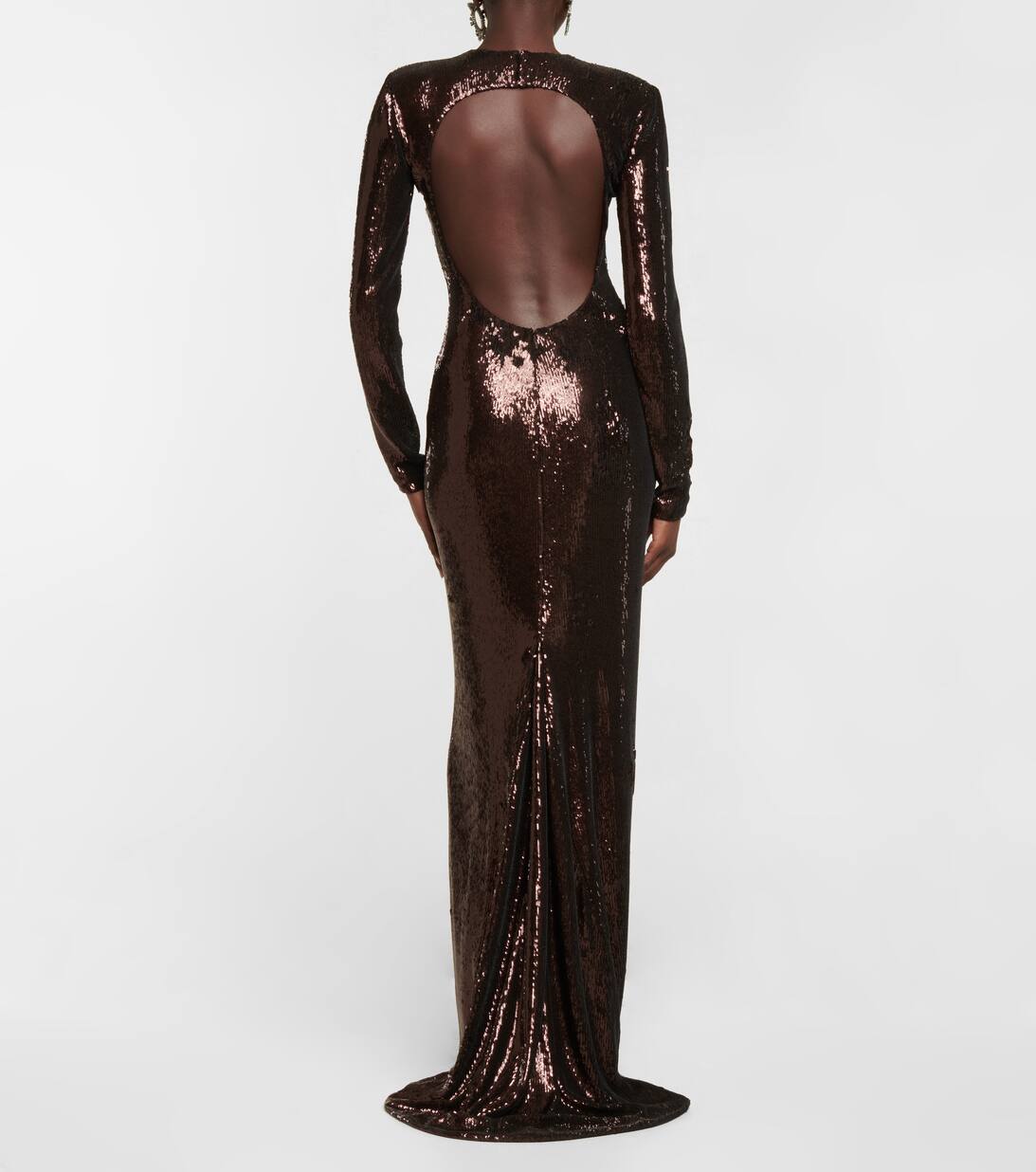 Sequined Gown in Brown Costarellos Mytheresa