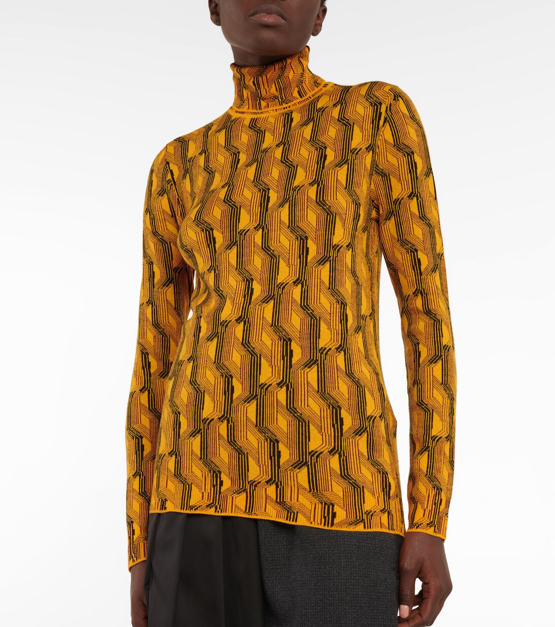 Stretch Wool Blend Turtleneck Sweater in Yellow - Prada | Mytheresa
