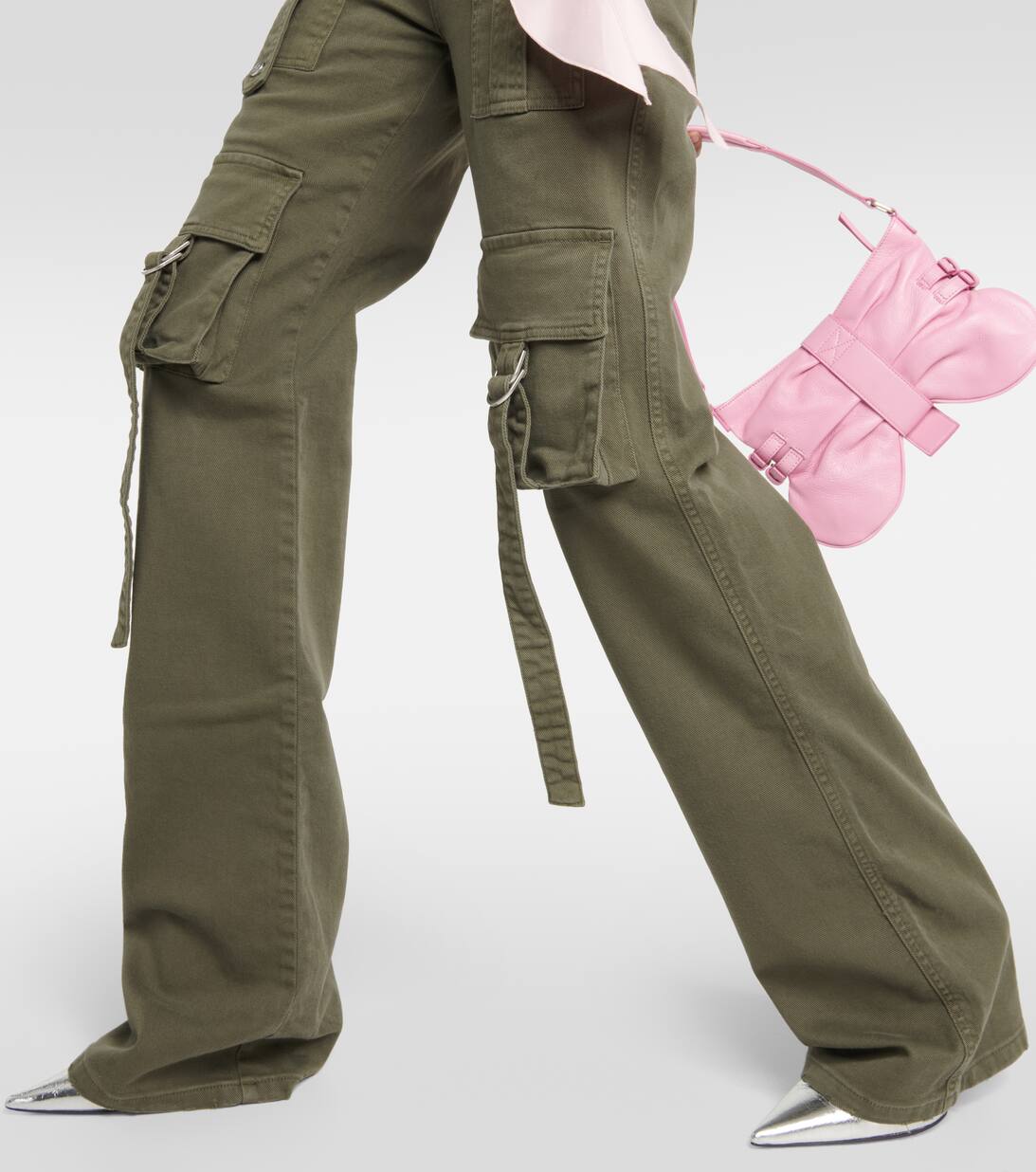 Low Rise Denim Cargo Pants in Green Blumarine Mytheresa