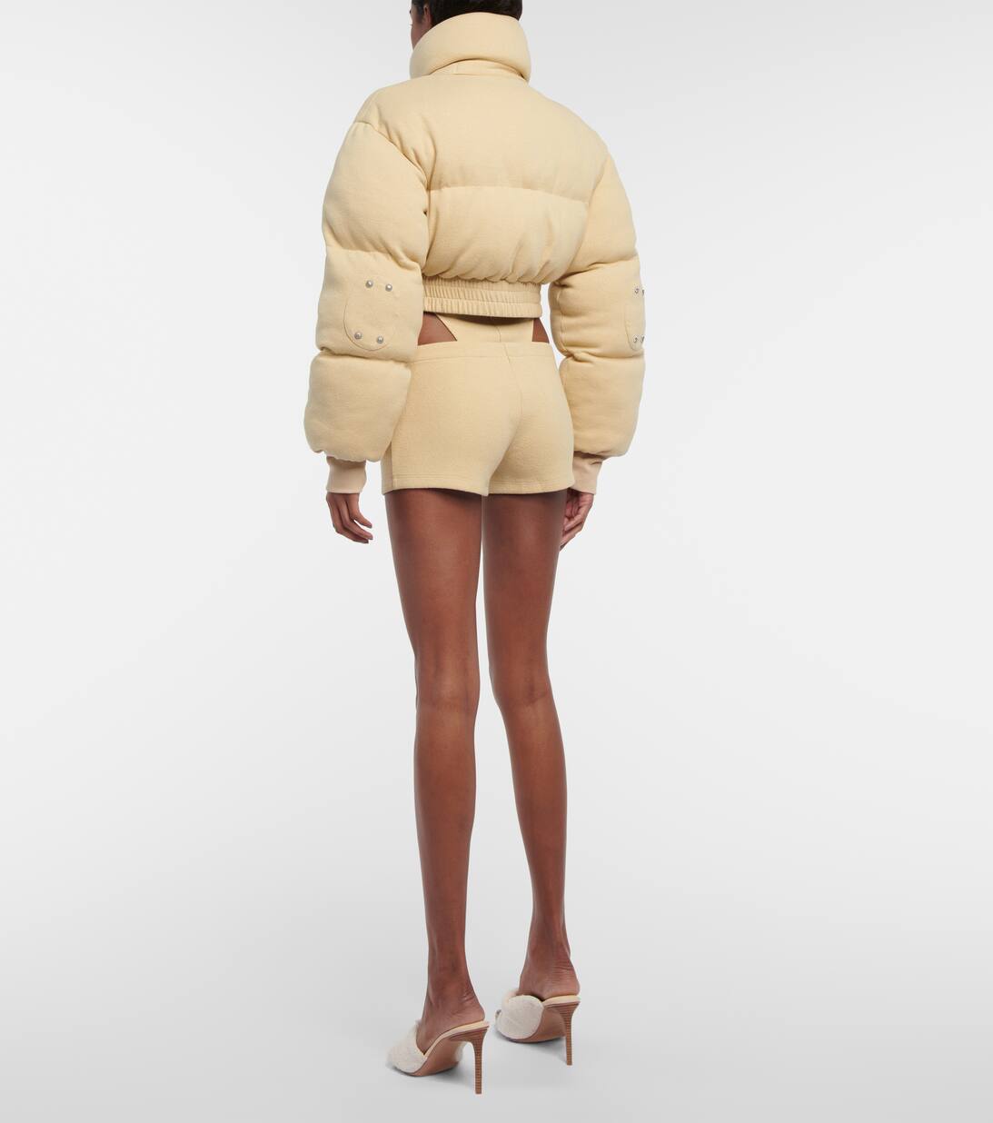 Cropped Fleece Puffer Jacket in Beige Didu Mytheresa