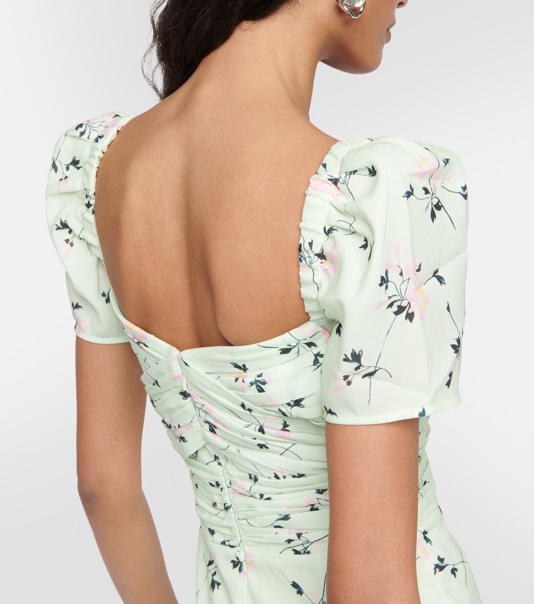 Women's Beige Floral Crepe Midi Dress