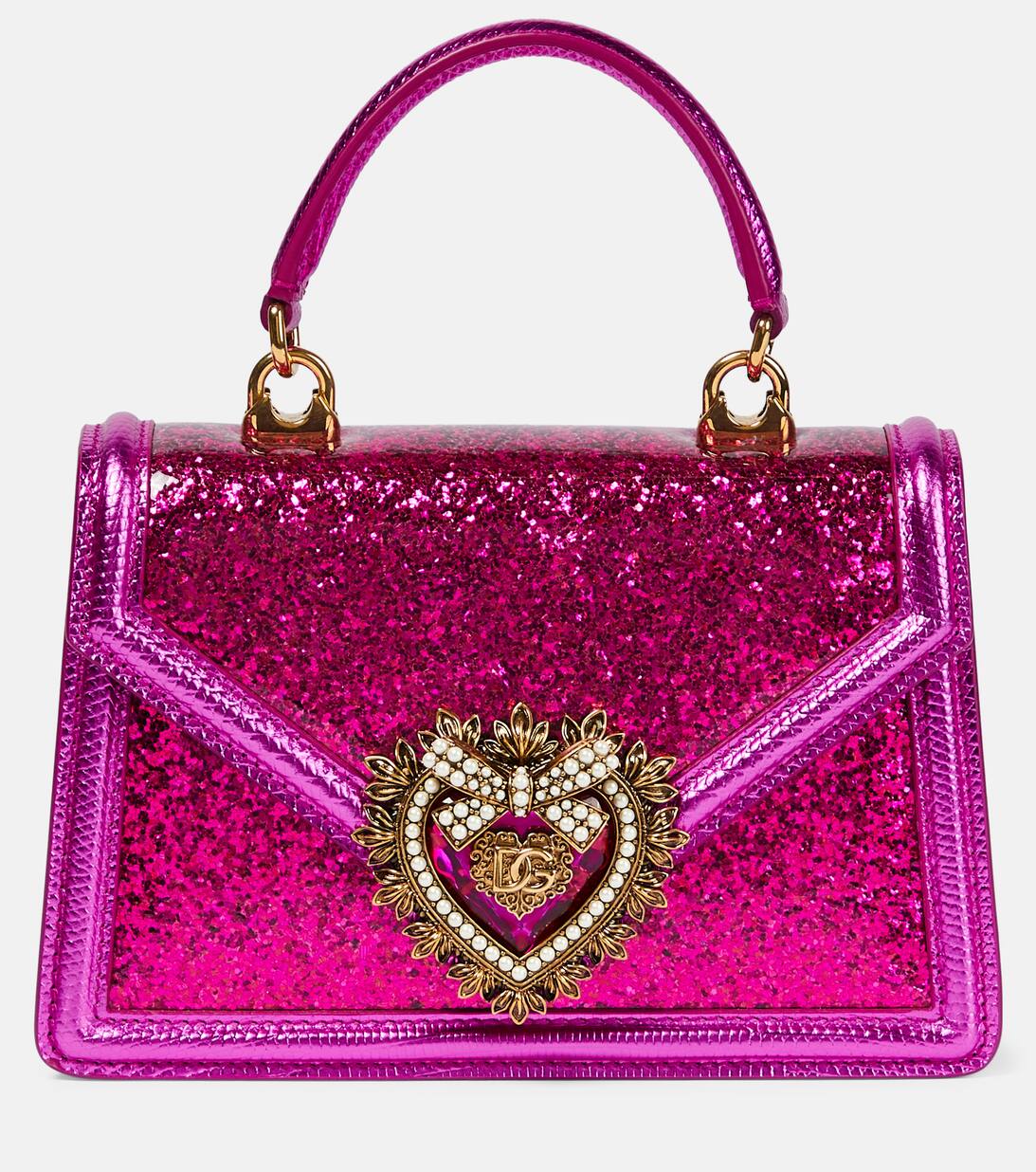 Devotion Small Leather Shoulder Bag in Pink Dolce Gabbana Mytheresa