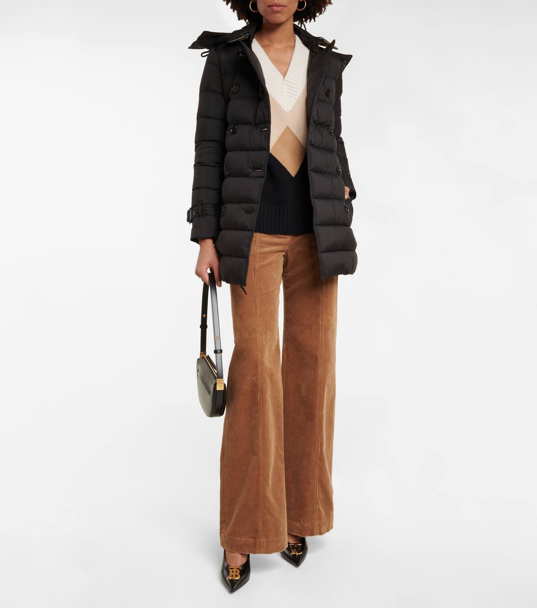 Belted Down Coat in Black Burberry Mytheresa