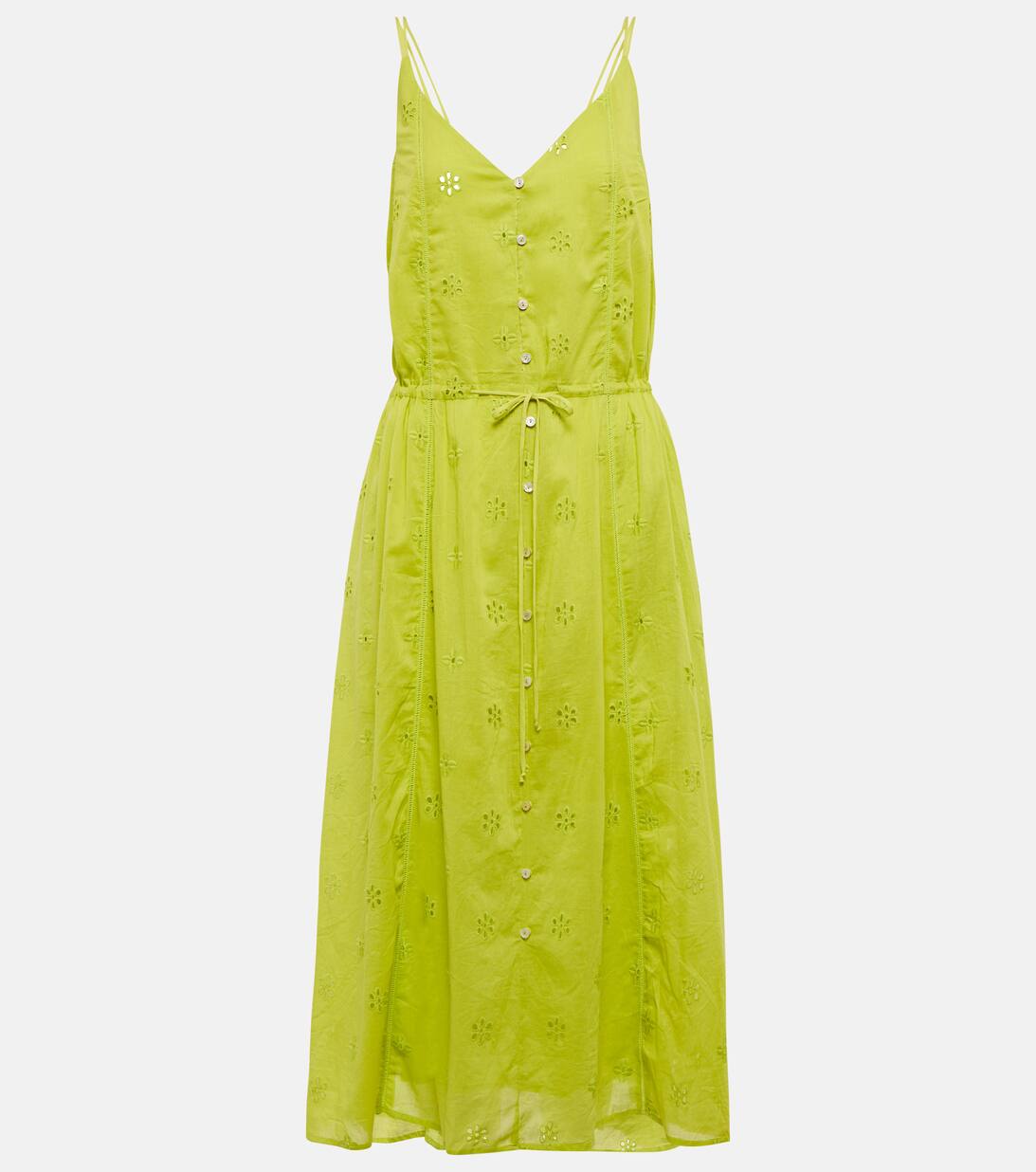 Madelyn Broderie Anglaise Midi Dress in Green Velvet Mytheresa