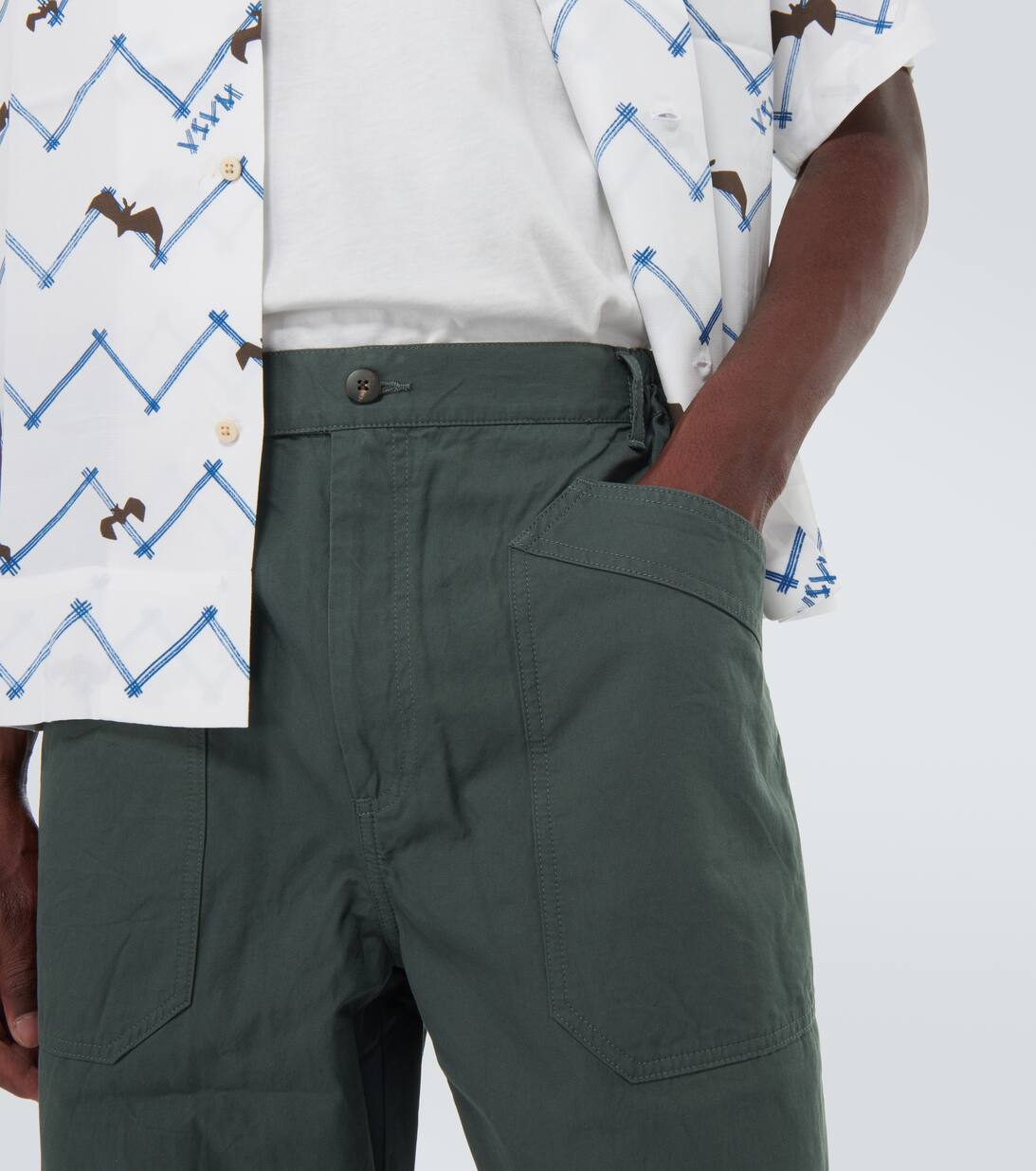 Carroll Cotton Straight Pants in Green Visvim Mytheresa