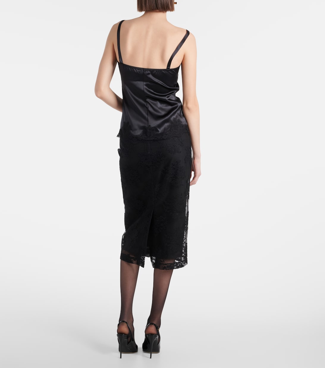 Dolce & Gabbana Black Lace Silk Blend Camisole Top Underwear