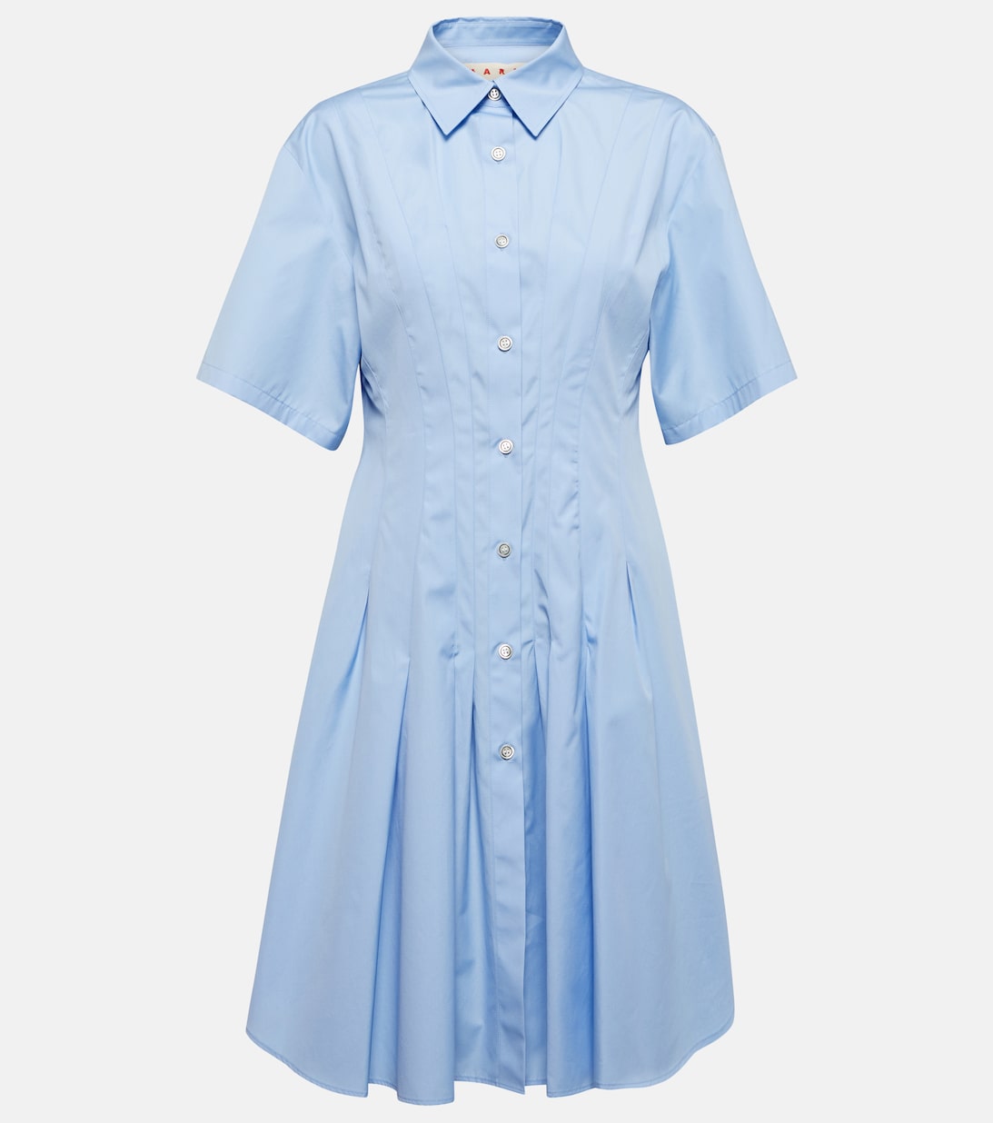 Blue Shoulder Strap Poplin Cotton Mini Dress