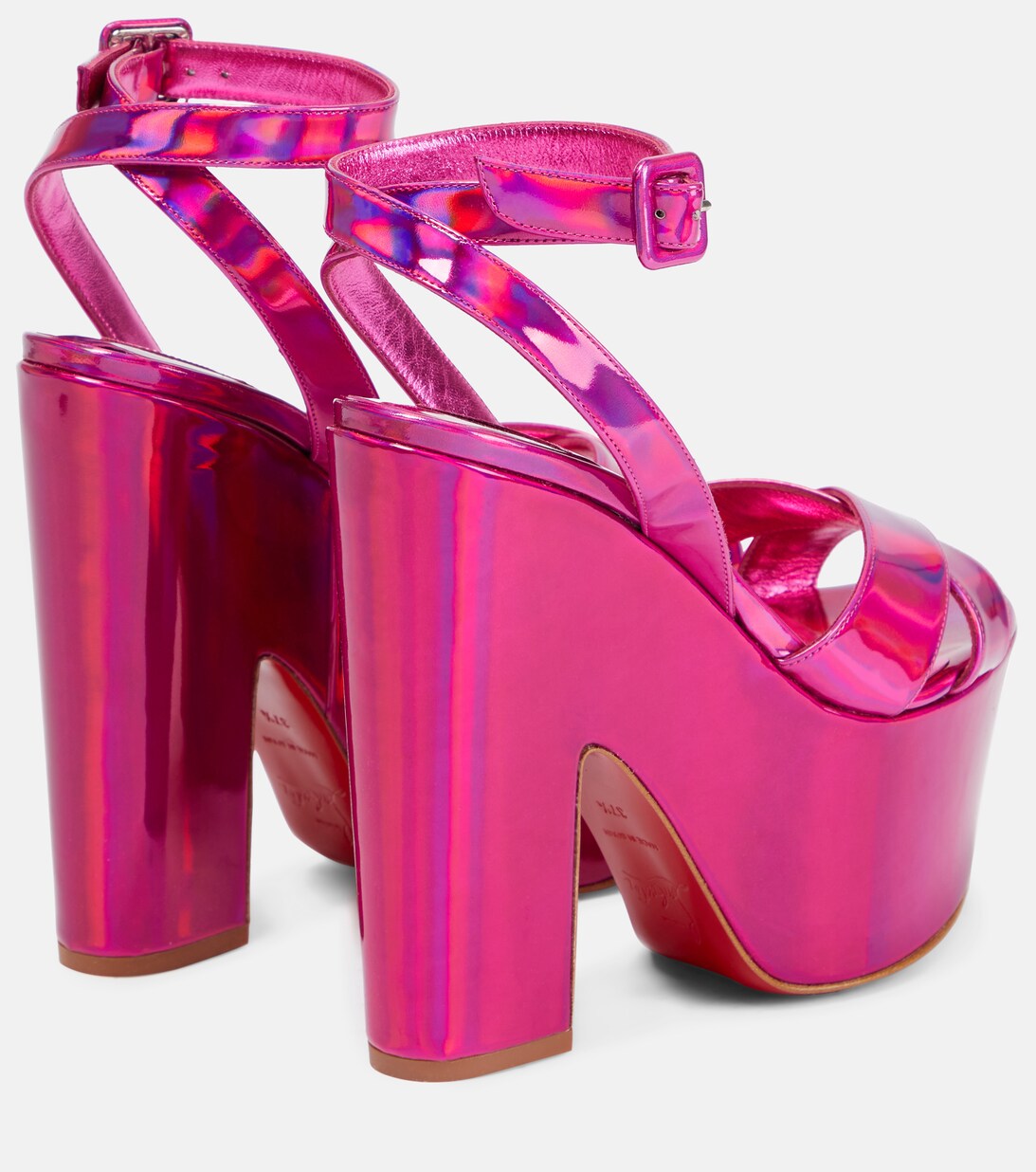 Sandales Superyaz A Plateau En Cuir Verni en Rose – Christian Louboutin |  Mytheresa