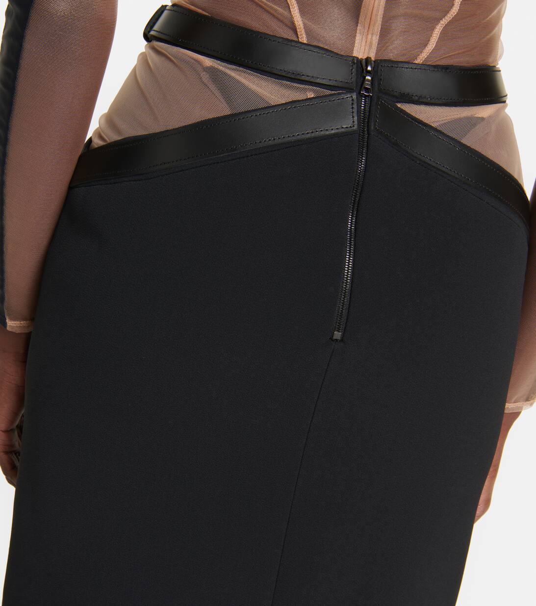 Leather Trimmed Midi Skirt in Black David Koma Mytheresa