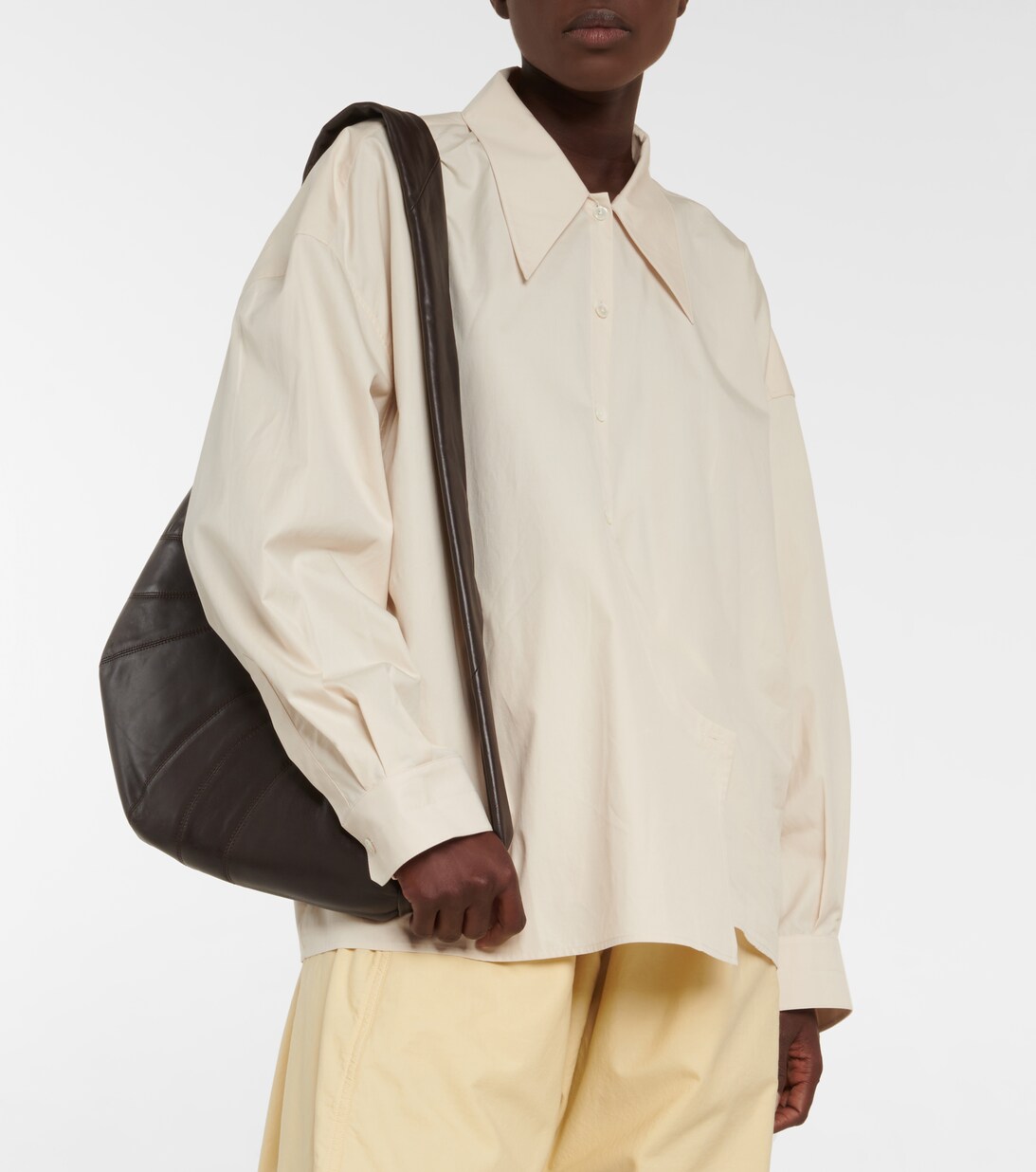 Cotton Poplin Wrap Shirt in Beige - Lemaire | Mytheresa