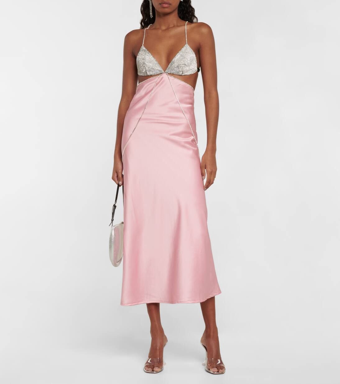 Beatrice Embellished Silk Satin Dress in Pink Dodo Bar Or Mytheresa
