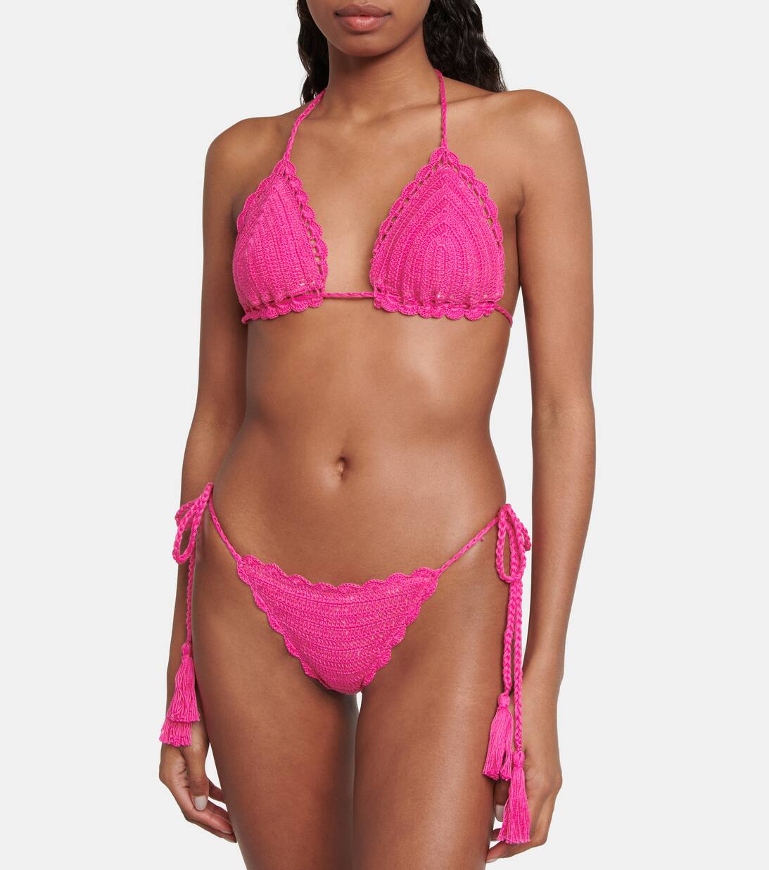 Crochet Bikini Bottoms in Pink Anna Kosturova Mytheresa
