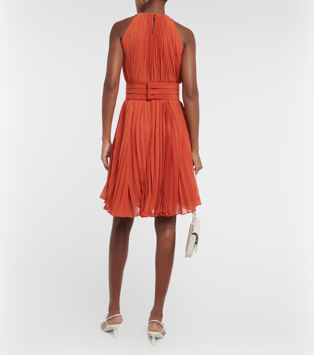 Golena Belted Pleated Midi Dress in Orange - Max Mara | Mytheresa