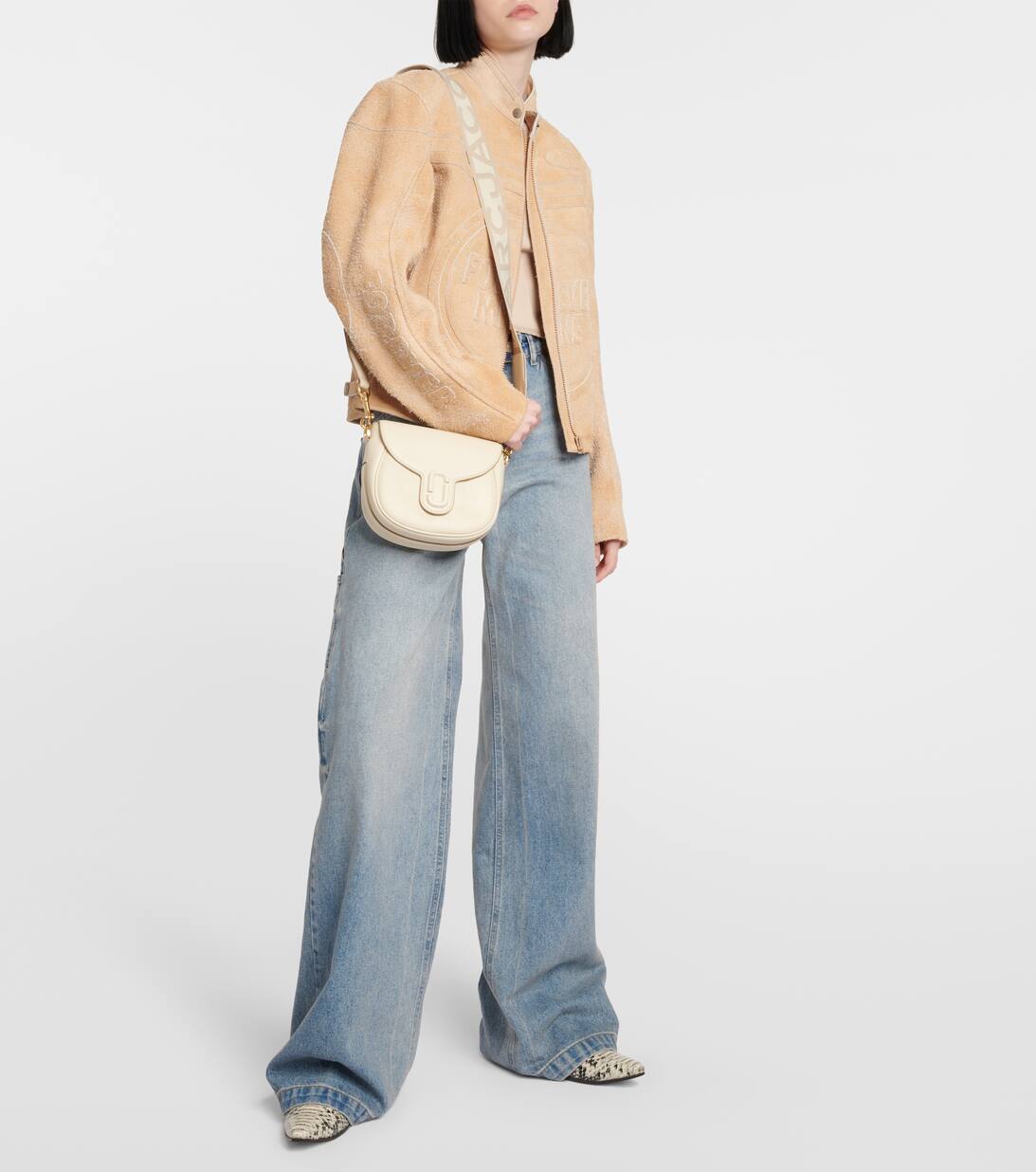 The Small Saddle Leather Shoulder Bag in White Marc Jacobs Mytheresa