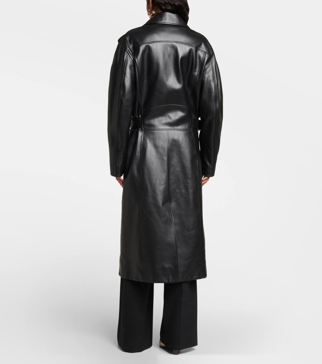 Belted Leather Coat in Black Chloe Mytheresa