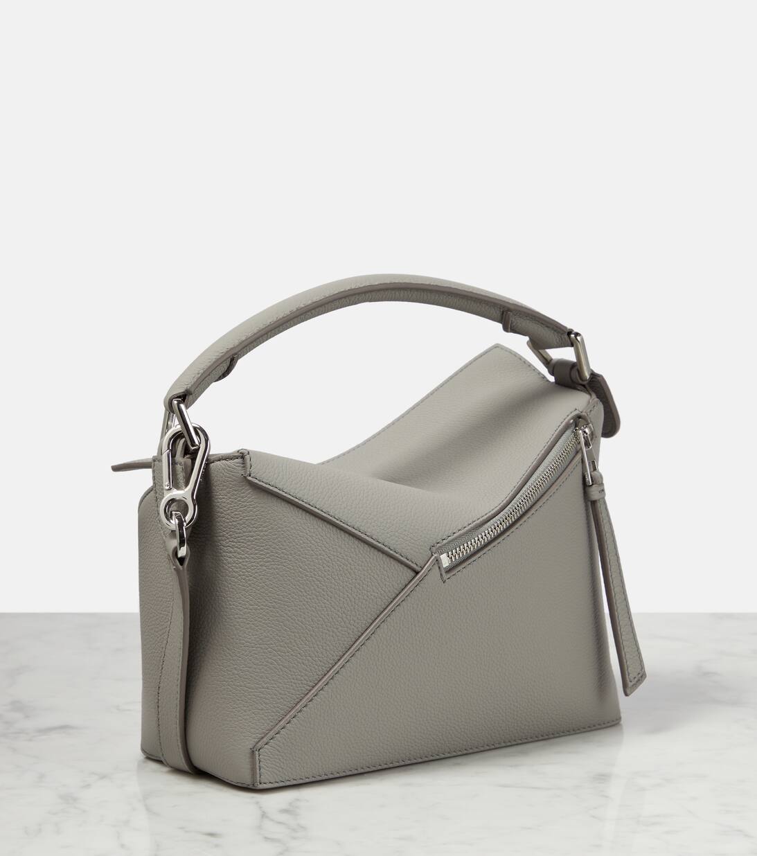 Puzzle Small Leather Shoulder Bag in Grey Loewe Mytheresa