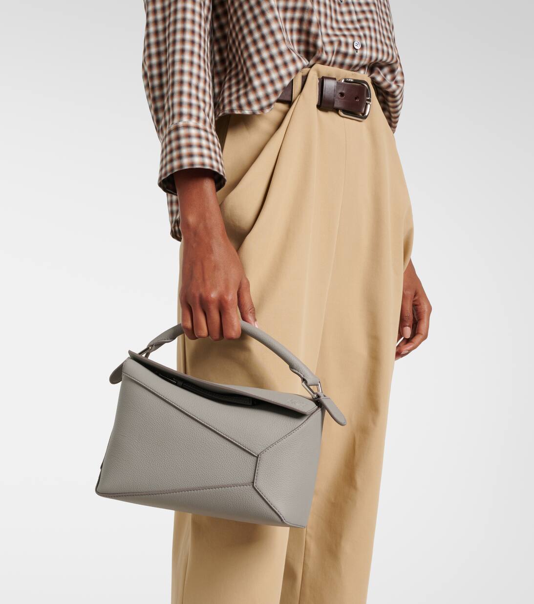Puzzle Small Leather Shoulder Bag in Grey Loewe Mytheresa