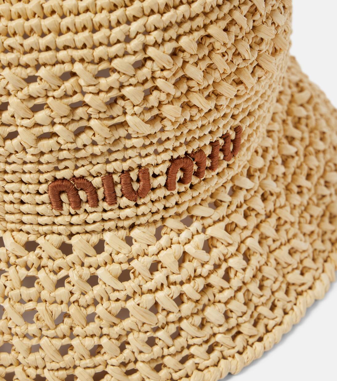 Crochet Bucket Hat in Beige Miu Miu Mytheresa