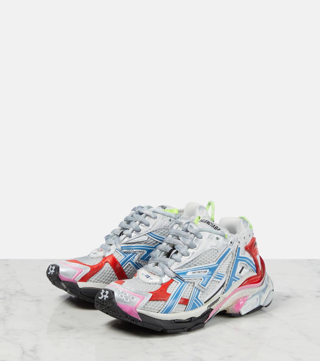 Runner Distressed Logo Sneakers in Multicoloured Balenciaga Mytheresa