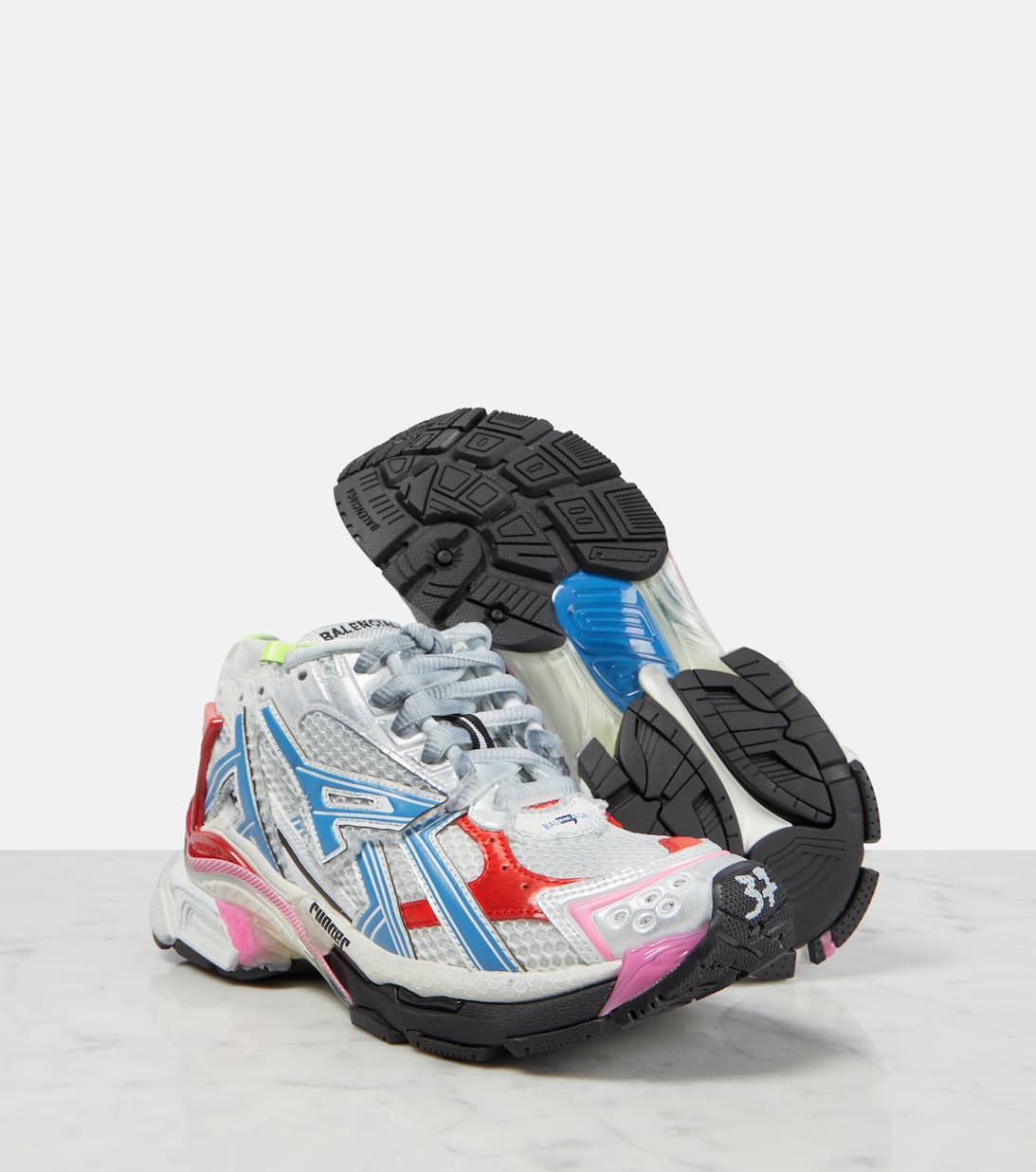 Runner Distressed Logo Sneakers in Multicoloured Balenciaga Mytheresa