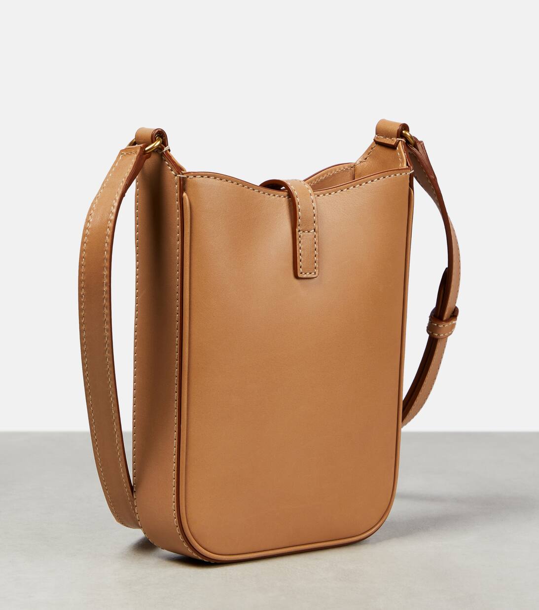 Le 5 A 7 Mini Leather Shoulder Bag in Brown Saint Laurent Mytheresa