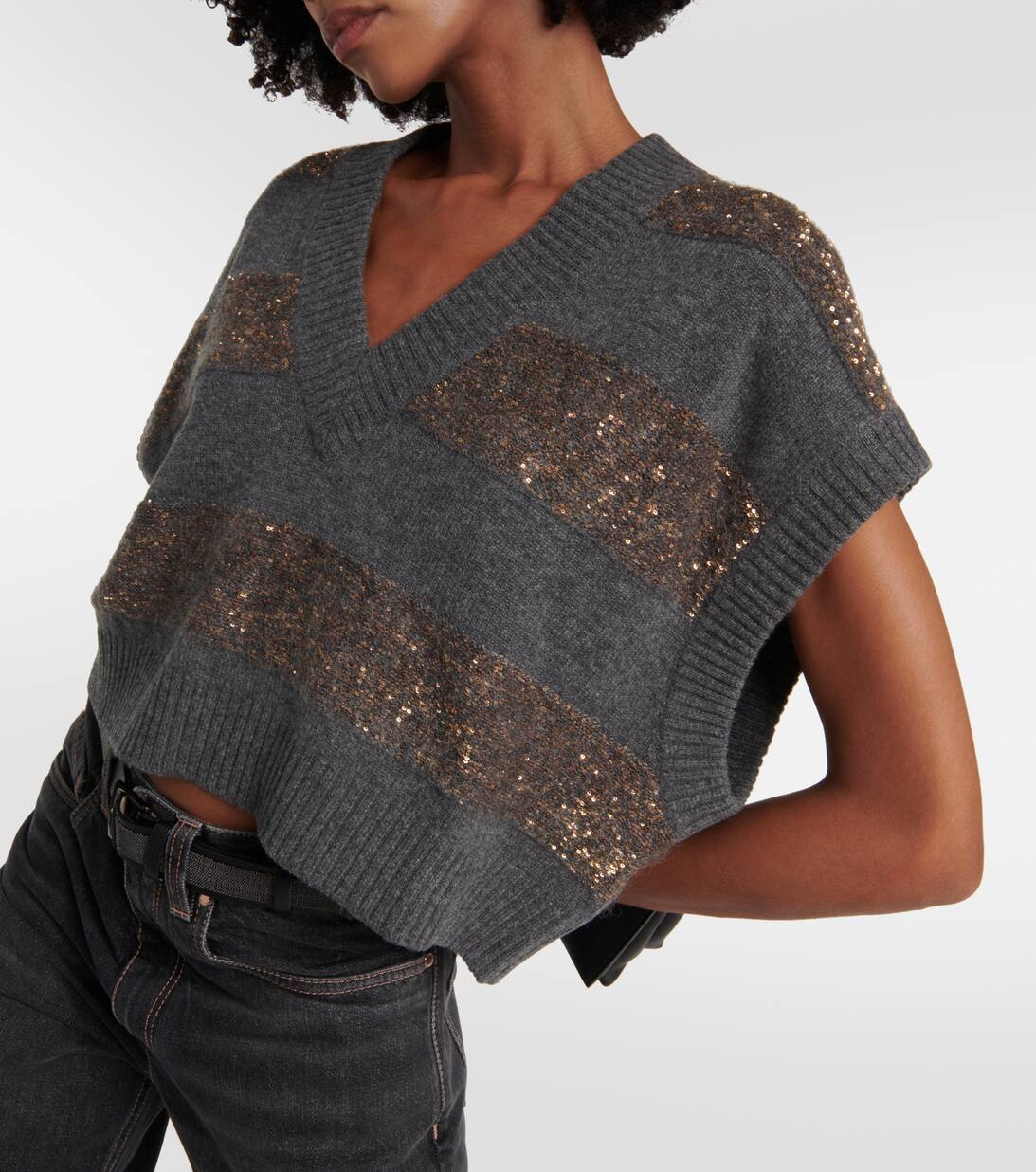 Chaleco De Lana Cachemir Y Seda en Multicolor Brunello Cucinelli