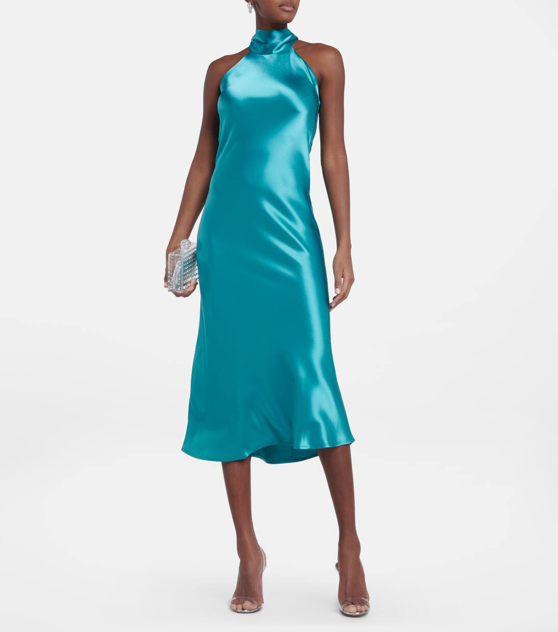 Sienna Satin Midi Dress in Blue Galvan Mytheresa