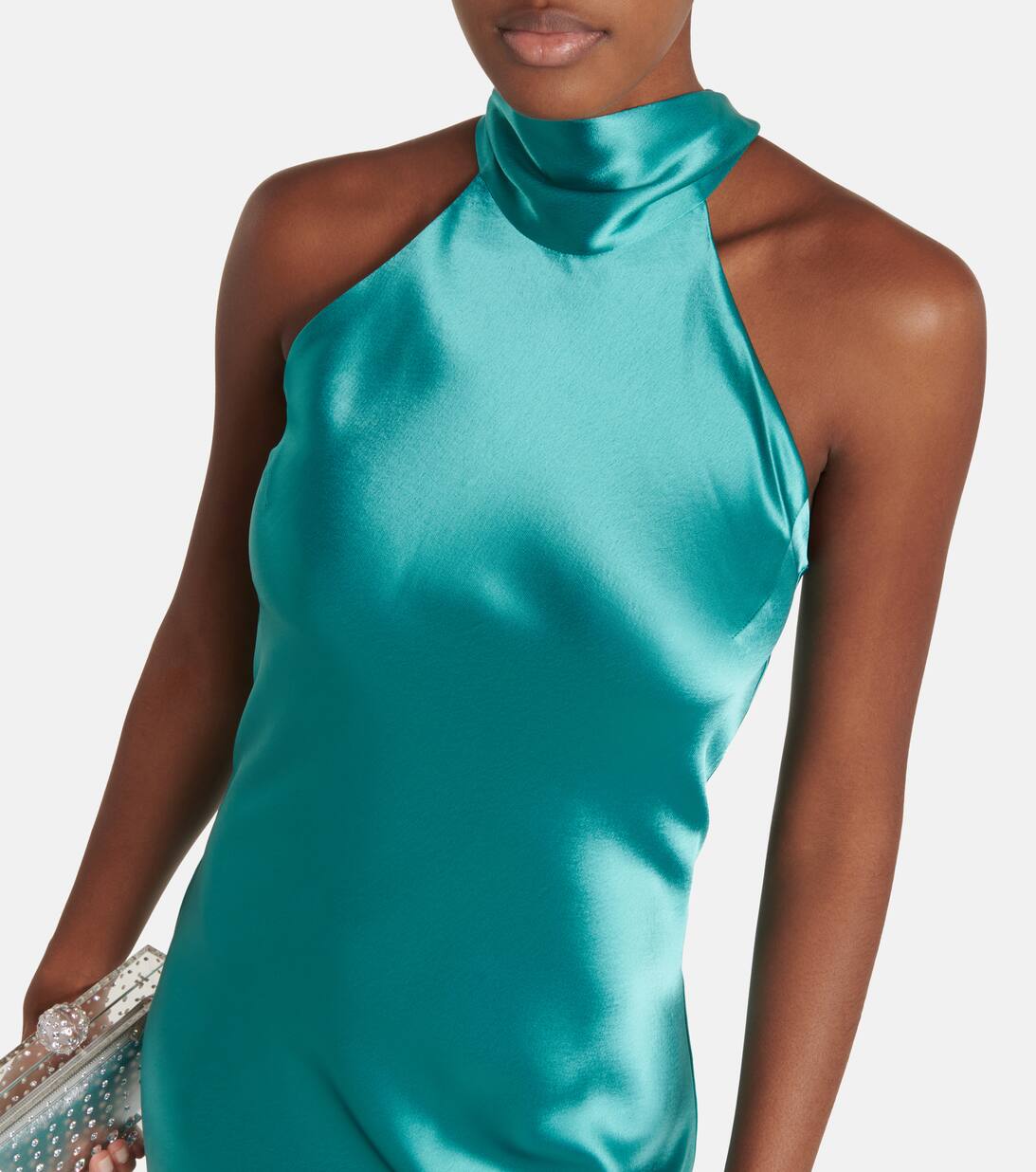 Sienna Satin Midi Dress in Blue Galvan Mytheresa