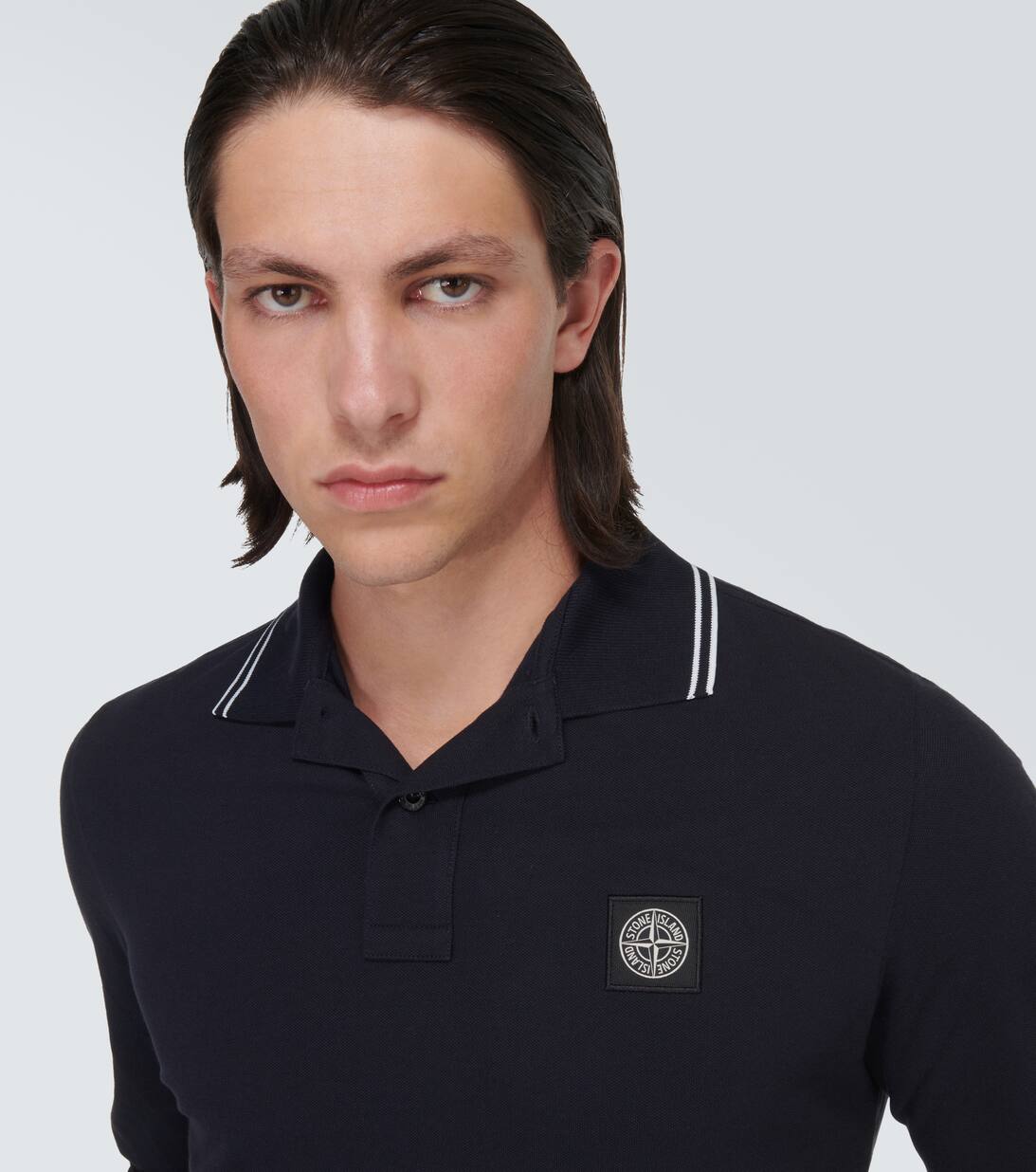 블루 코튼 블렌드 폴로 셔츠 Stone Island Mytheresa