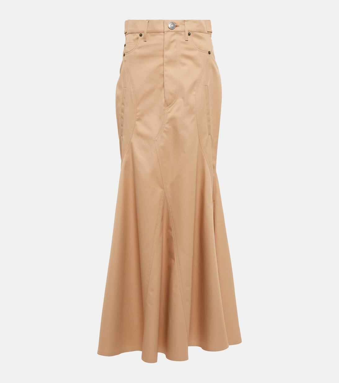 Cotton Midi Skirt in Beige Burberry Mytheresa