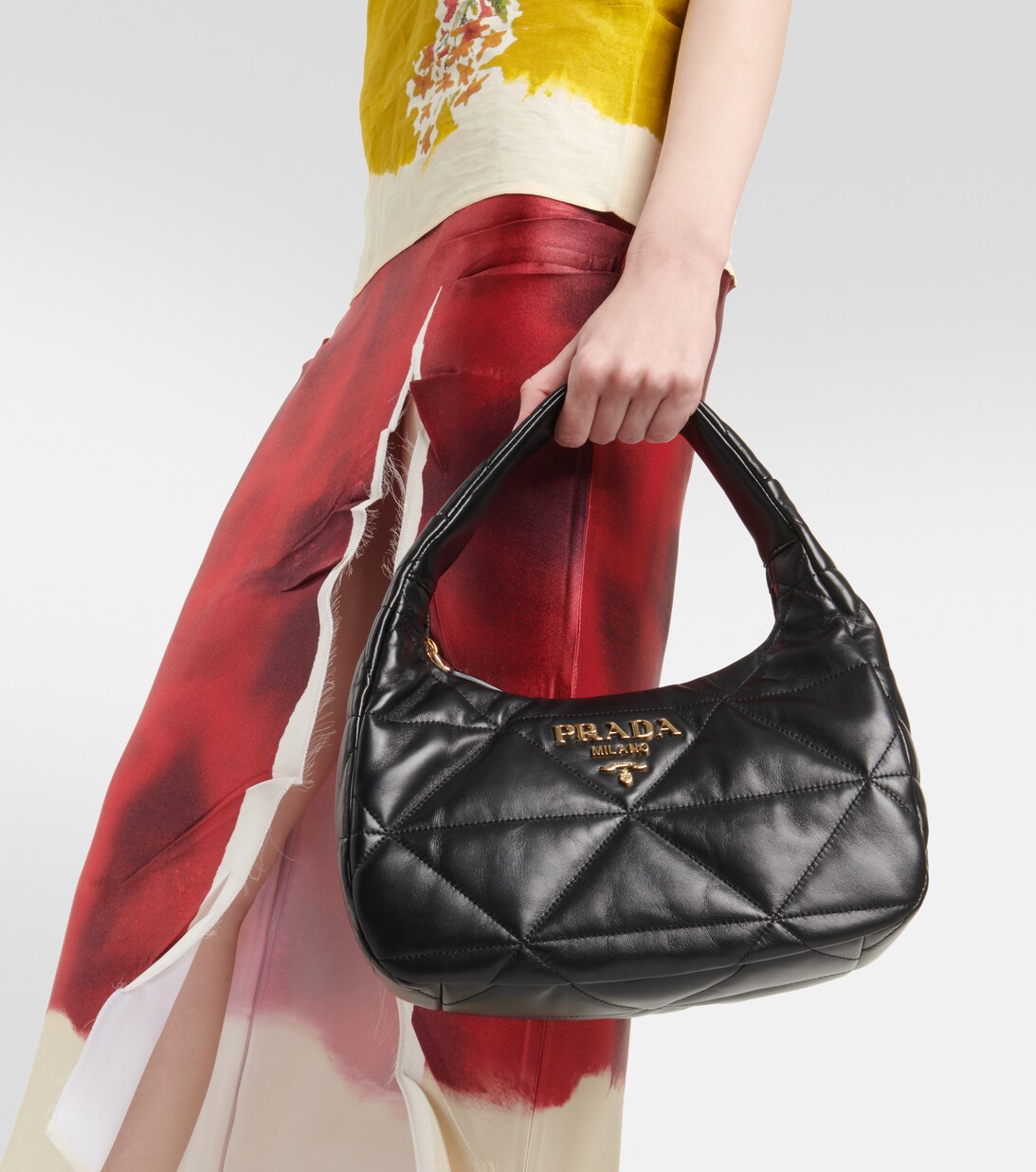 Quilted Leather Shoulder Bag in Black Prada Mytheresa