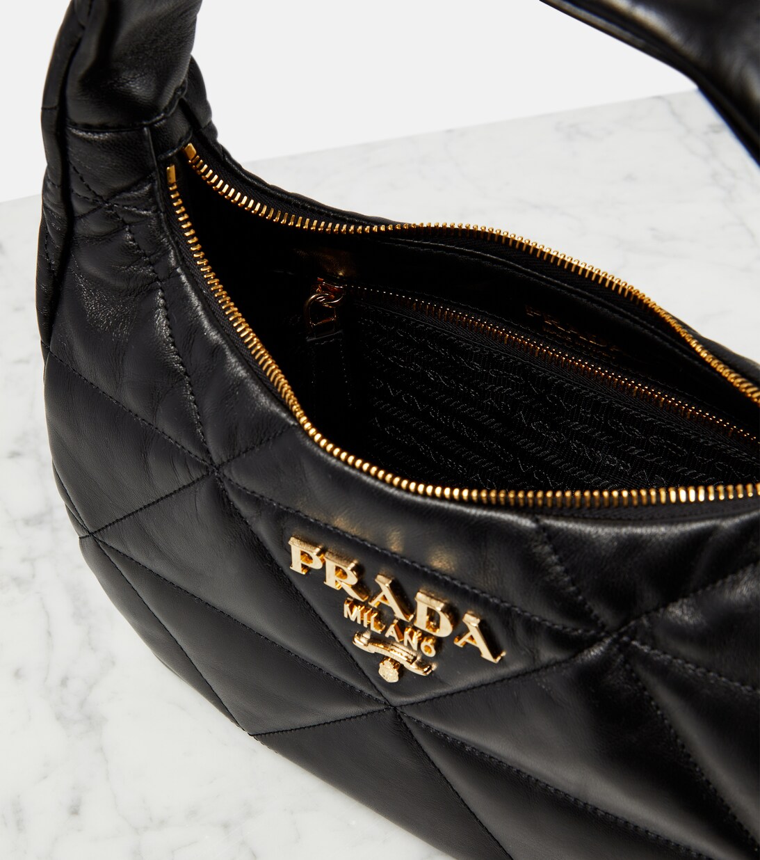 Quilted Leather Shoulder Bag in Black Prada Mytheresa