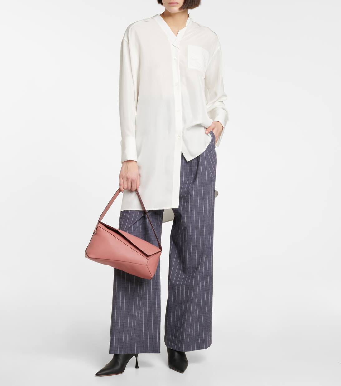 Puzzle Small Leather Shoulder Bag in Pink Loewe Mytheresa