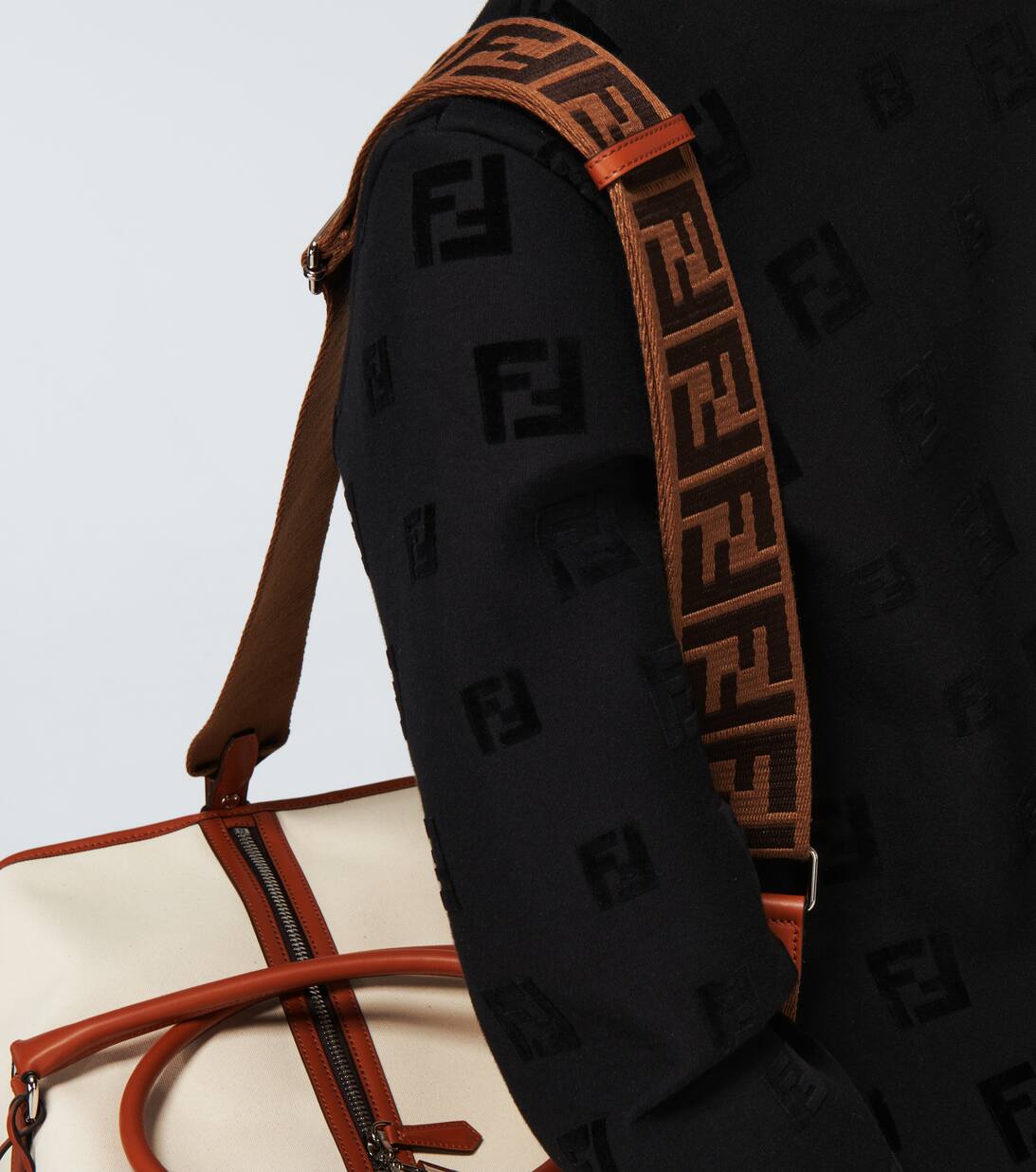 Logo Duffel Bag With Leather Trims in White Fendi Mytheresa