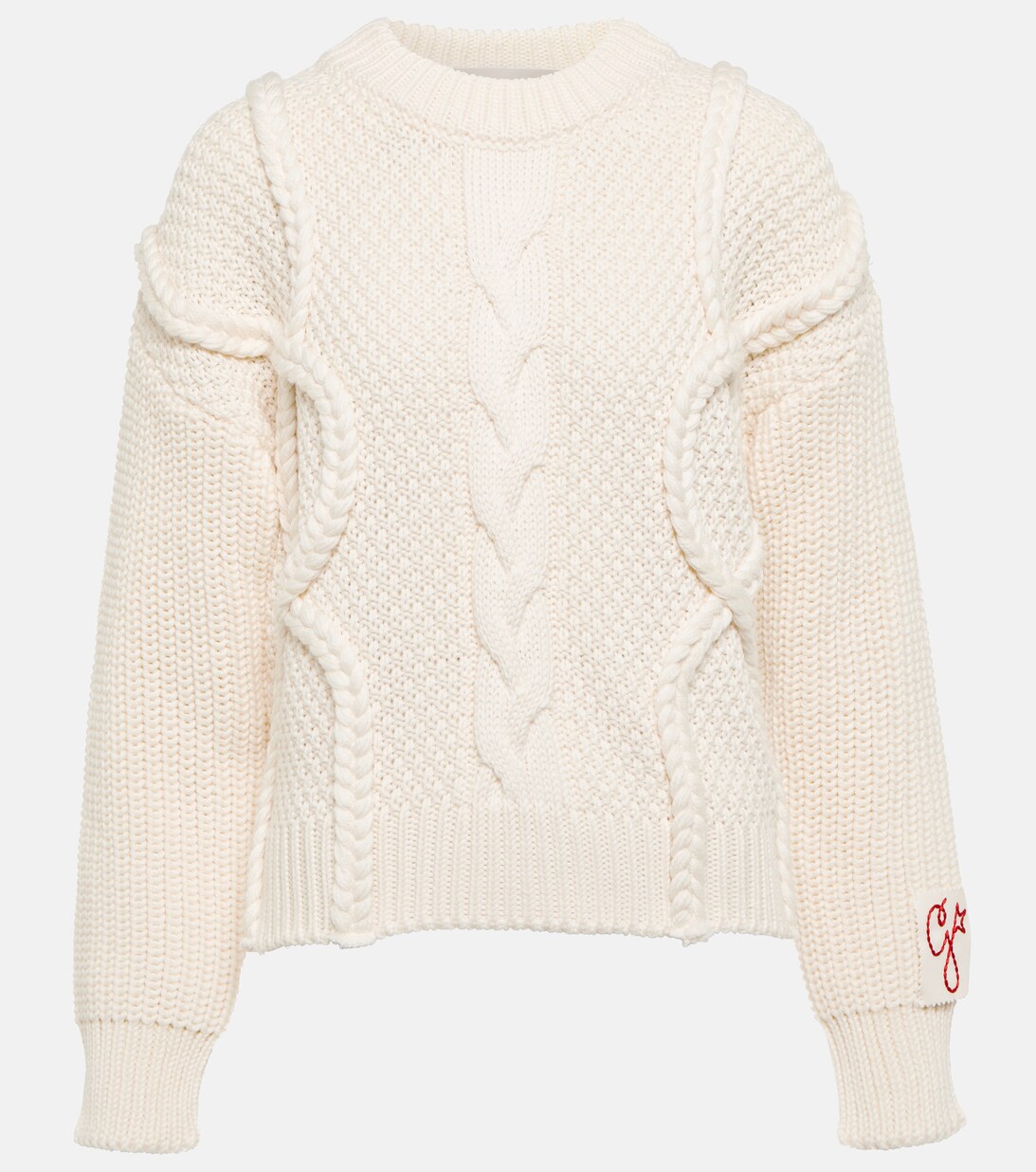 Cable Knit Wool Sweater in White - Golden Goose | Mytheresa