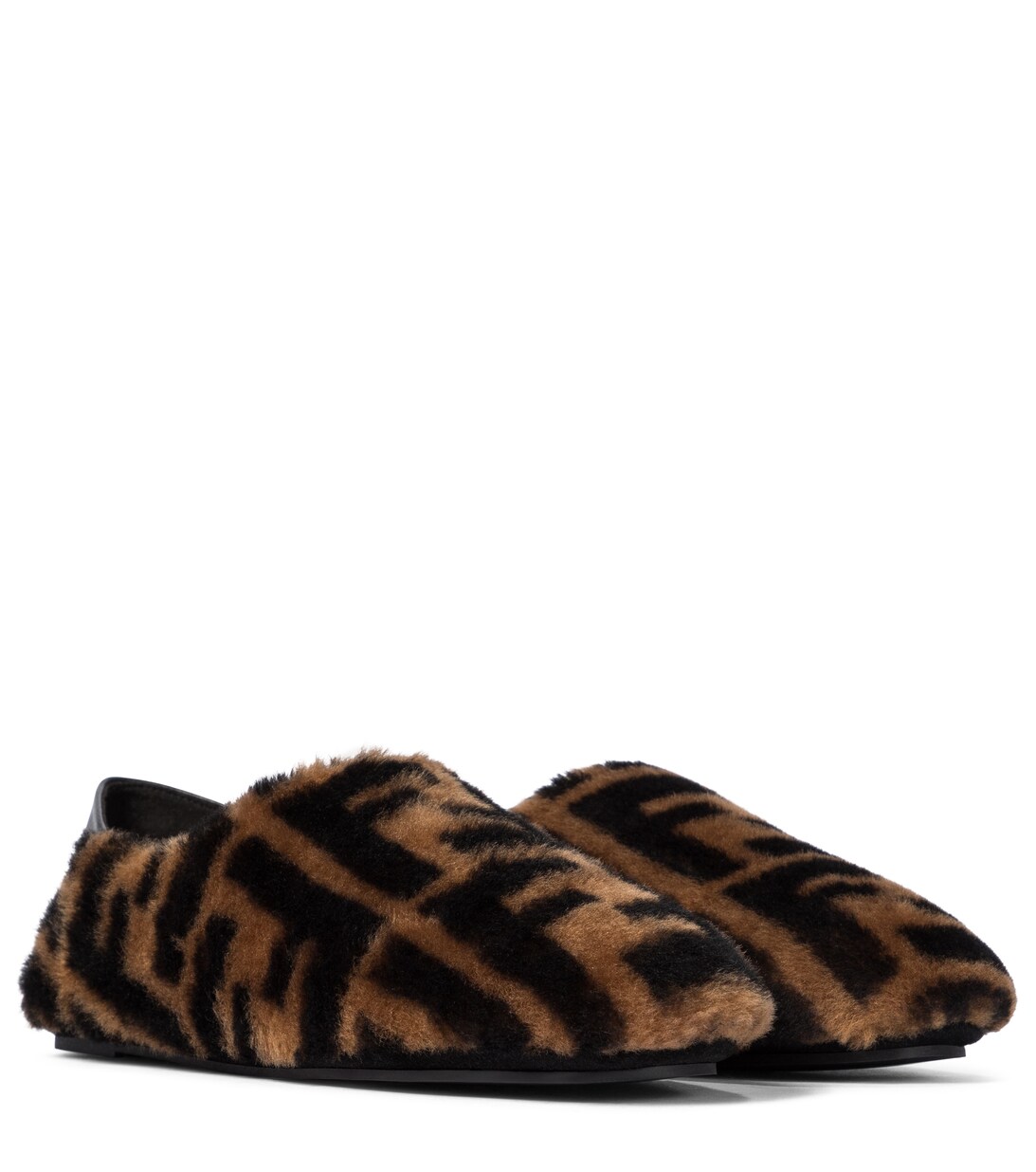 FF Shearling Slippers in Brown - Fendi | Mytheresa