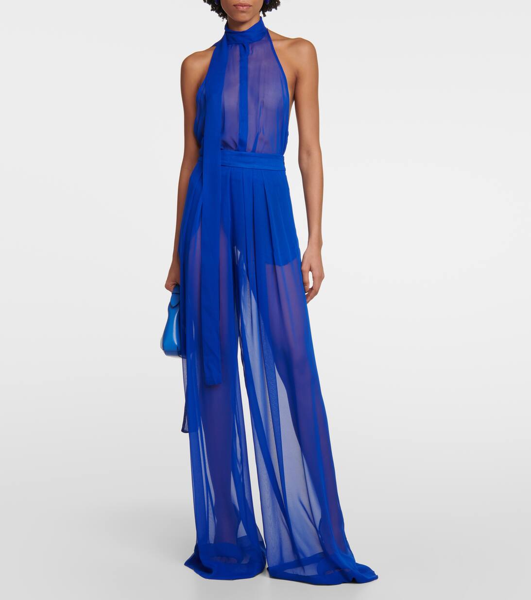 Tie Neck Bodysuit in Blue La Quan Smith Mytheresa