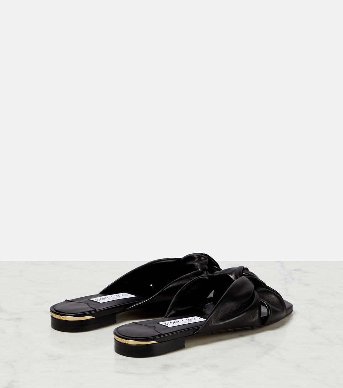 Jimmy Choo Black Leather Platform Sandals