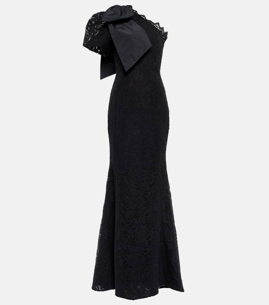 Kelsey One Shoulder Lace Gown in Black Rebecca Vallance Mytheresa