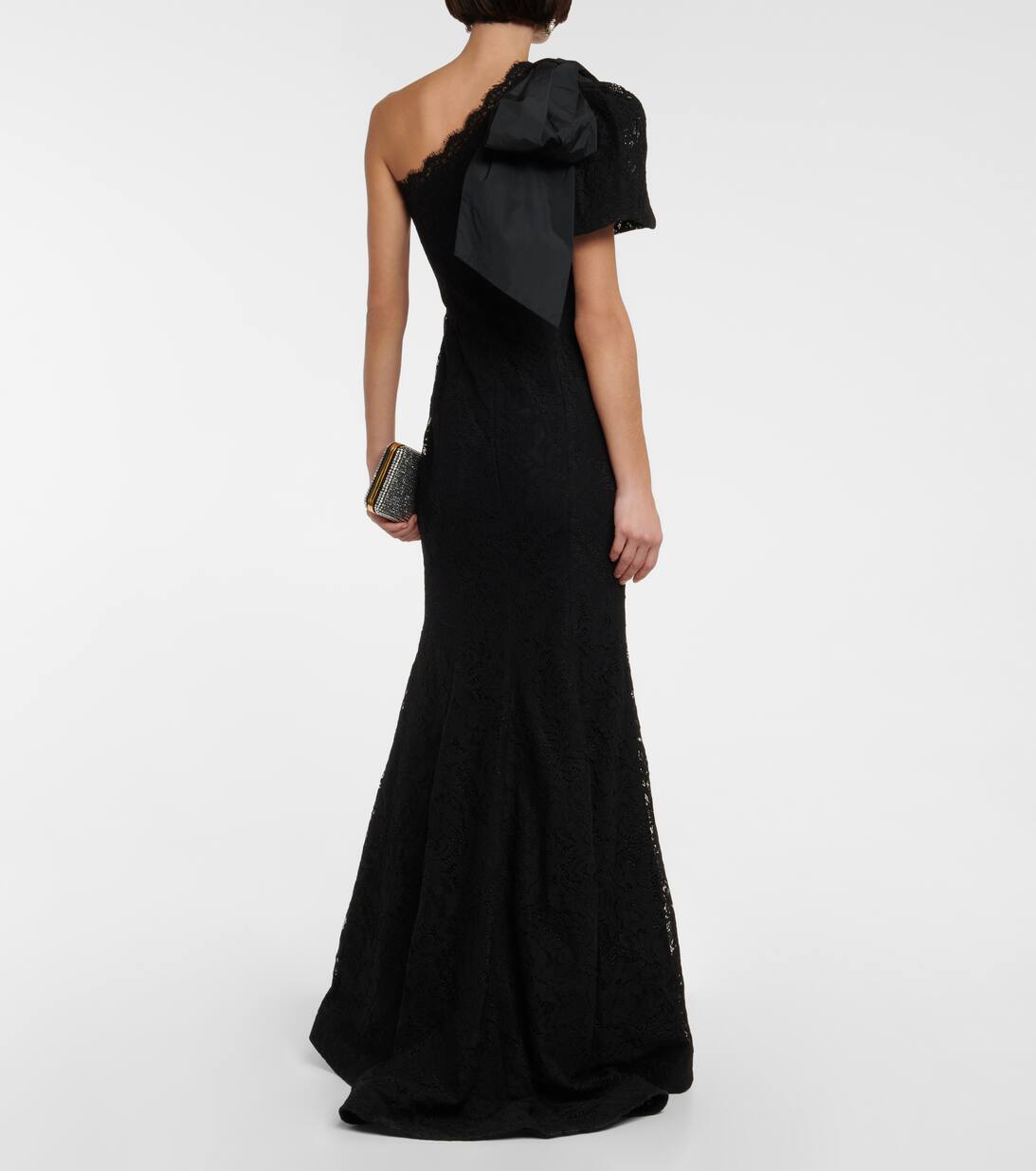 Kelsey One Shoulder Lace Gown in Black Rebecca Vallance Mytheresa