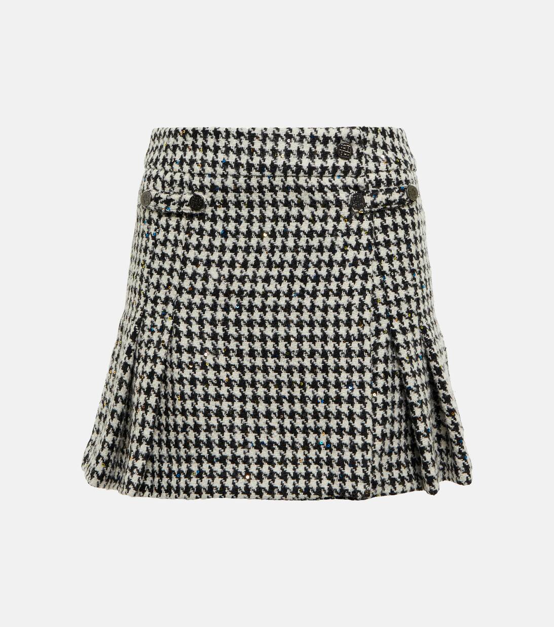 Sequined houndstooth tweed miniskirt | Rotate Birger Christensen